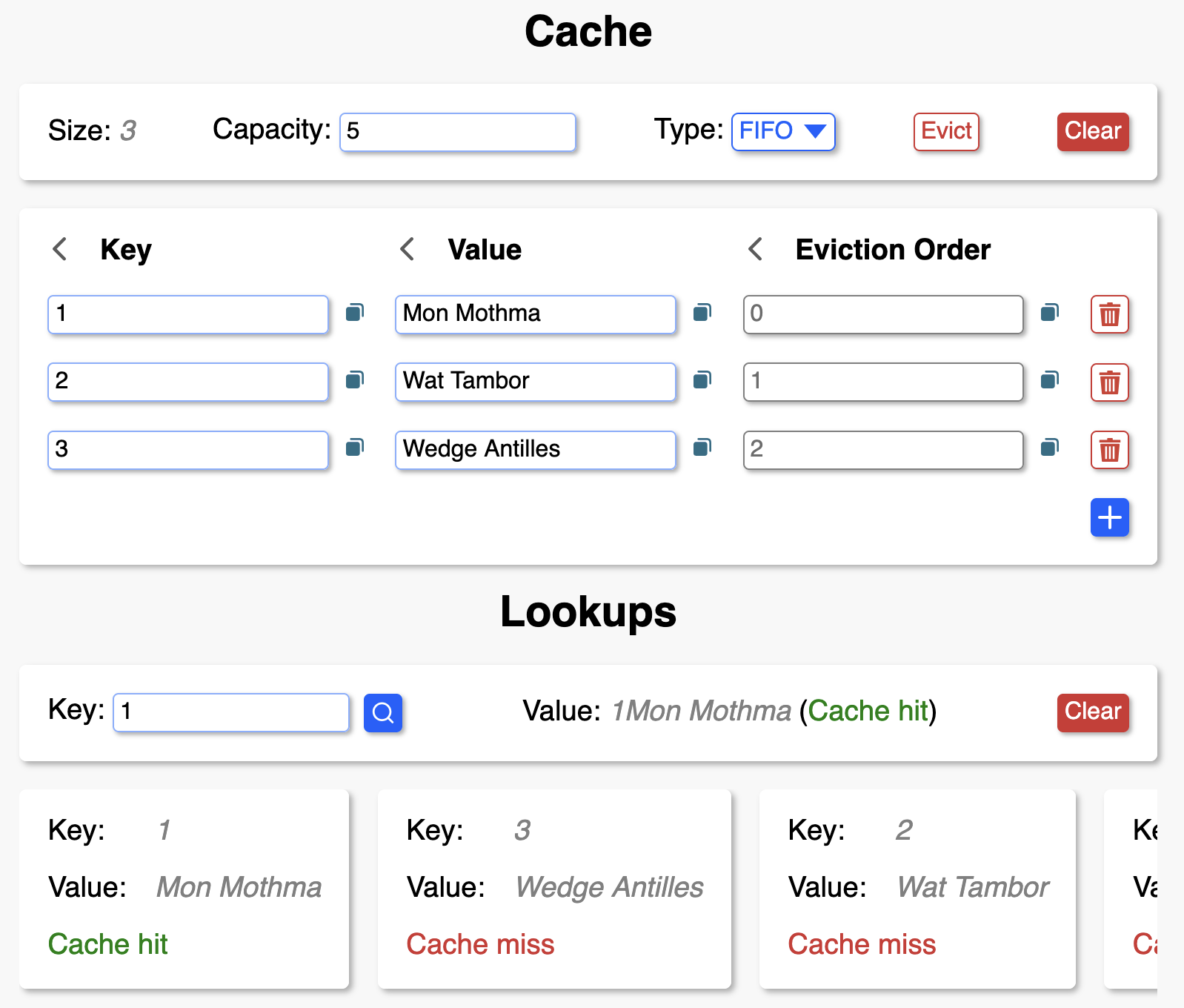 Cache and lookups